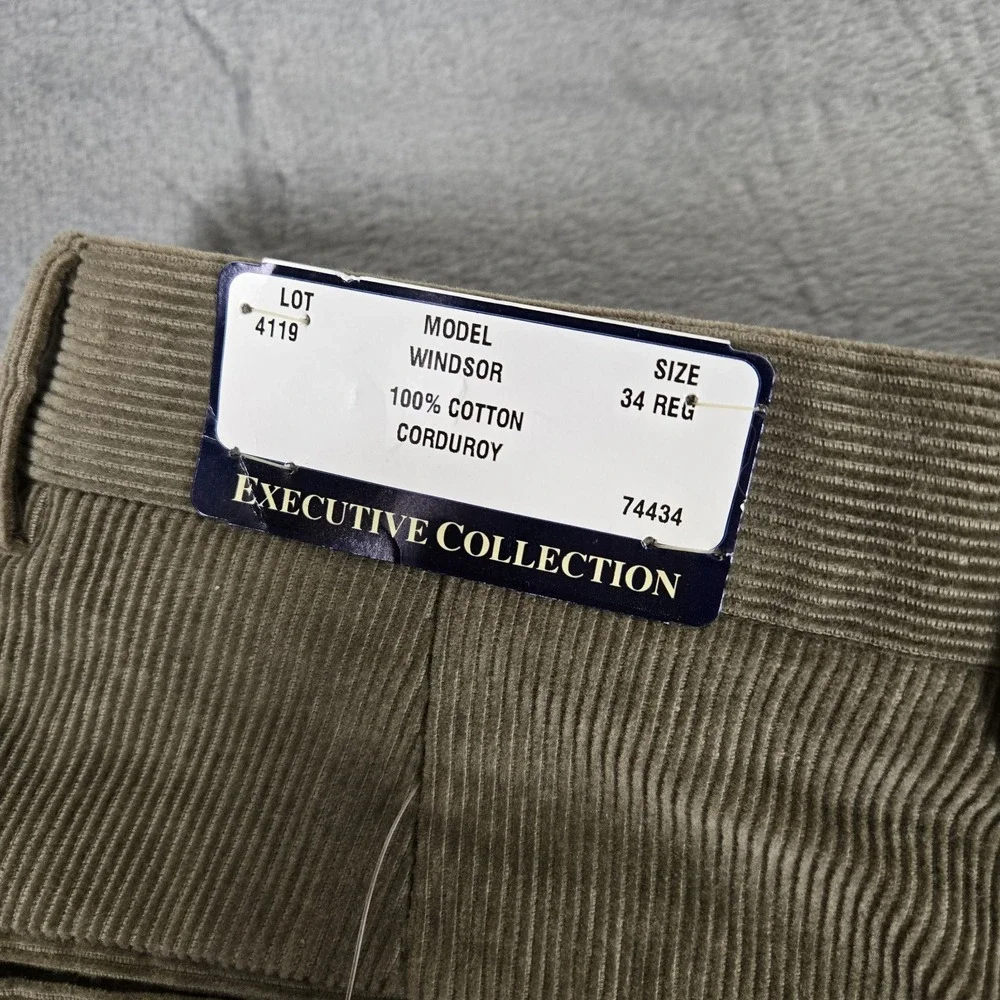 Jos. A. Bank Pants Mens 34 Unhemmed Corduroy‎ Windsor Executive Pleated NWT